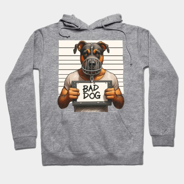 Bad Dog in Muzzle Mugshot Hoodie by Shawn's Domain